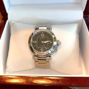 Cartier Pasha C Medium Black Dial Steel Ladies Watch